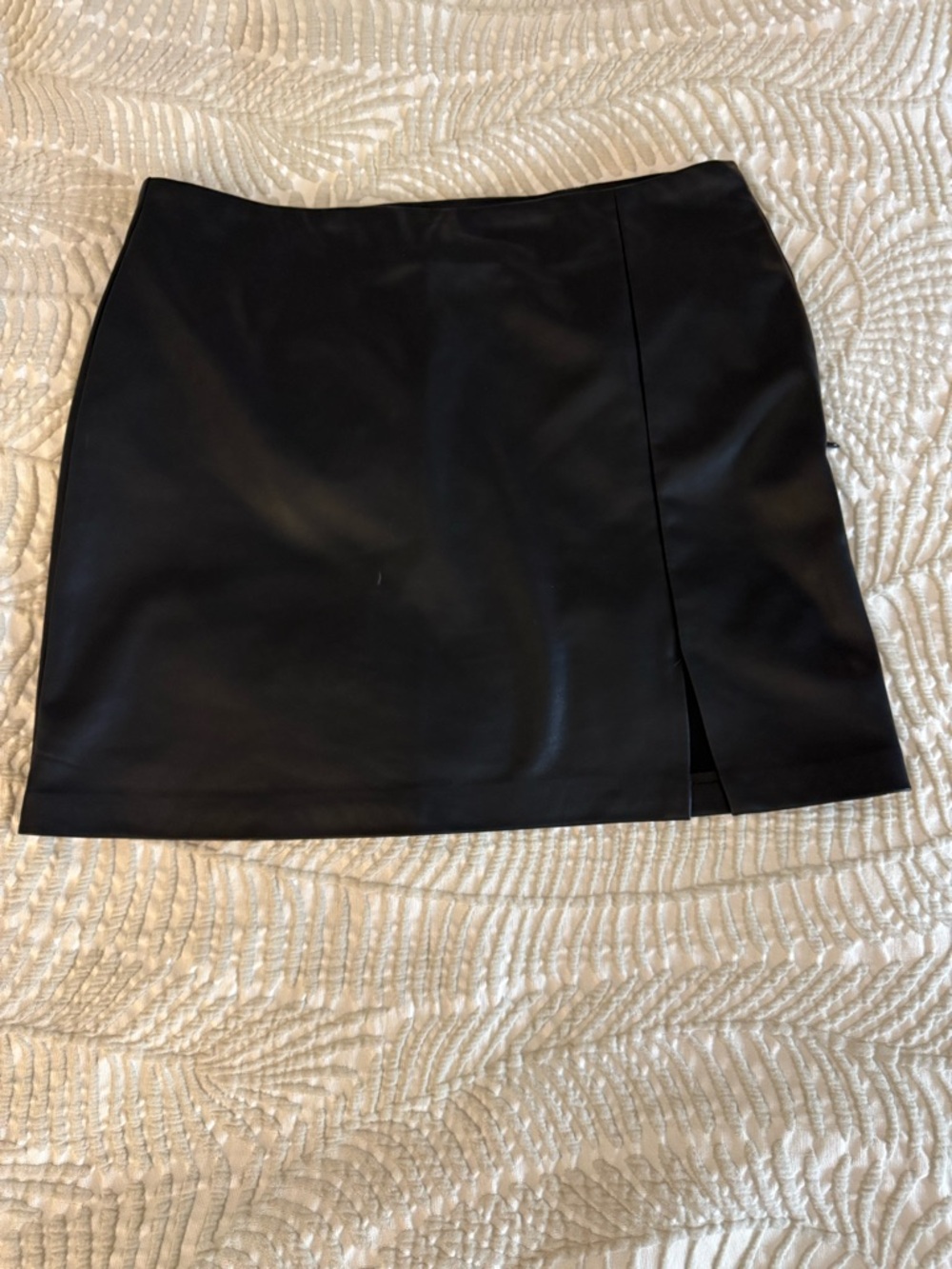 Topshop Black Faux Leather Mini Skirt with Front Slit